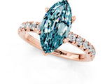 Rose gold Marquise Cut Blue Topaz Solitaire Pavé Engagement Ring with Round Band and Prong Setting_67