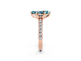 Rose gold Marquise Cut Blue Topaz Solitaire Pavé Engagement Ring with Round Band and Prong Setting_68
