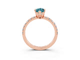 Rose gold Marquise Cut Blue Topaz Solitaire Pavé Engagement Ring with Round Band and Prong Setting_69