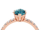 Rose gold Marquise Cut Blue Topaz Solitaire Pavé Engagement Ring with Round Band and Prong Setting_70
