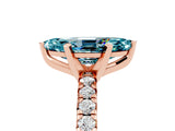 Rose gold Marquise Cut Blue Topaz Solitaire Pavé Engagement Ring with Round Band and Prong Setting_71