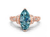 Rose gold Marquise Cut Blue Topaz Solitaire Ring with Filigree Band and Four-Prong Setting_24