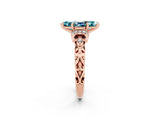 Rose gold Marquise Cut Blue Topaz Solitaire Ring with Filigree Band and Four-Prong Setting_26
