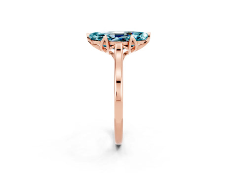 Rose gold Marquise Cut Blue Topaz Solitaire Ring with Flower Prong Setting and Classic Band_14