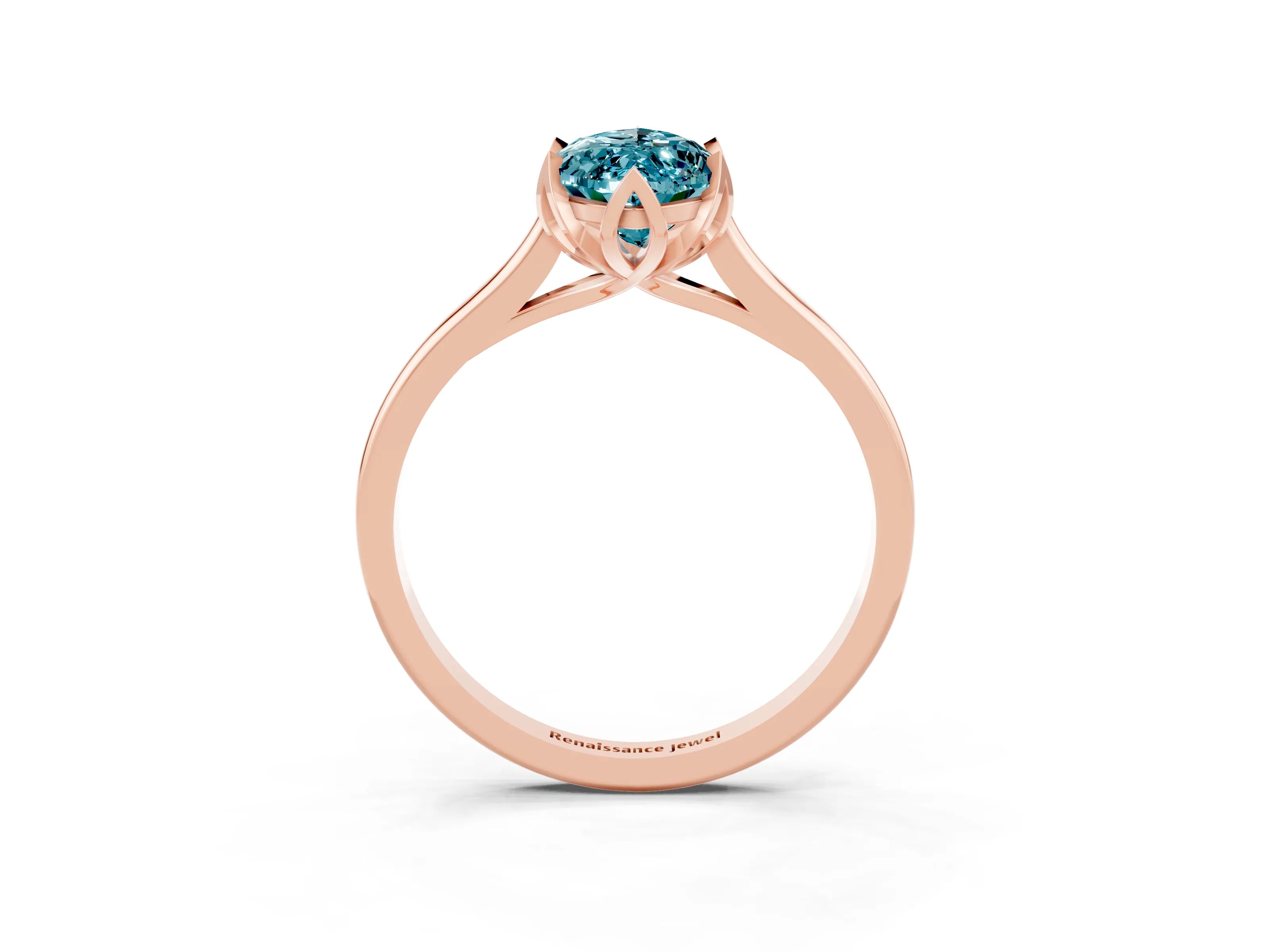 Rose gold Marquise Cut Blue Topaz Solitaire Ring with Flower Prong Setting and Classic Band_15