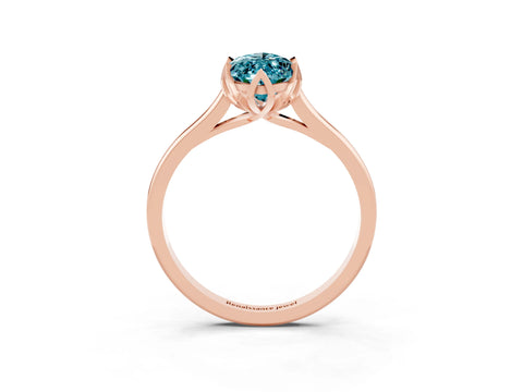 Rose gold Marquise Cut Blue Topaz Solitaire Ring with Flower Prong Setting and Classic Band_15