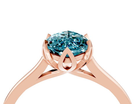 Rose gold Marquise Cut Blue Topaz Solitaire Ring with Flower Prong Setting and Classic Band_16