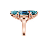 Rose gold Marquise Cut Blue Topaz Solitaire Ring with Flower Prong Setting and Classic Band_42