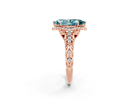 Rose gold Marquise Cut Blue Topaz Solitaire Ring with Hidden Halo and Pavé Band_21