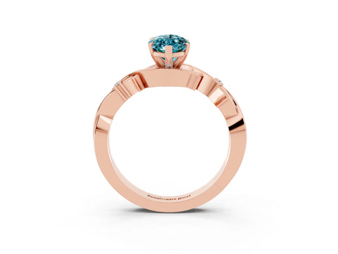 Rose gold Marquise Cut Blue Topaz Solitaire Ring with Milgrain Pavé Band and Four-Prong Setting_22