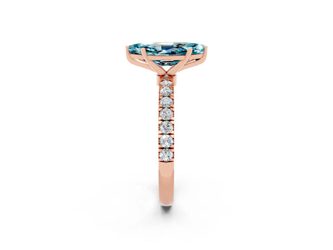 Rose gold Marquise Cut Blue Topaz Solitaire Ring with Pavé Accents and Four-Prong Setting_2