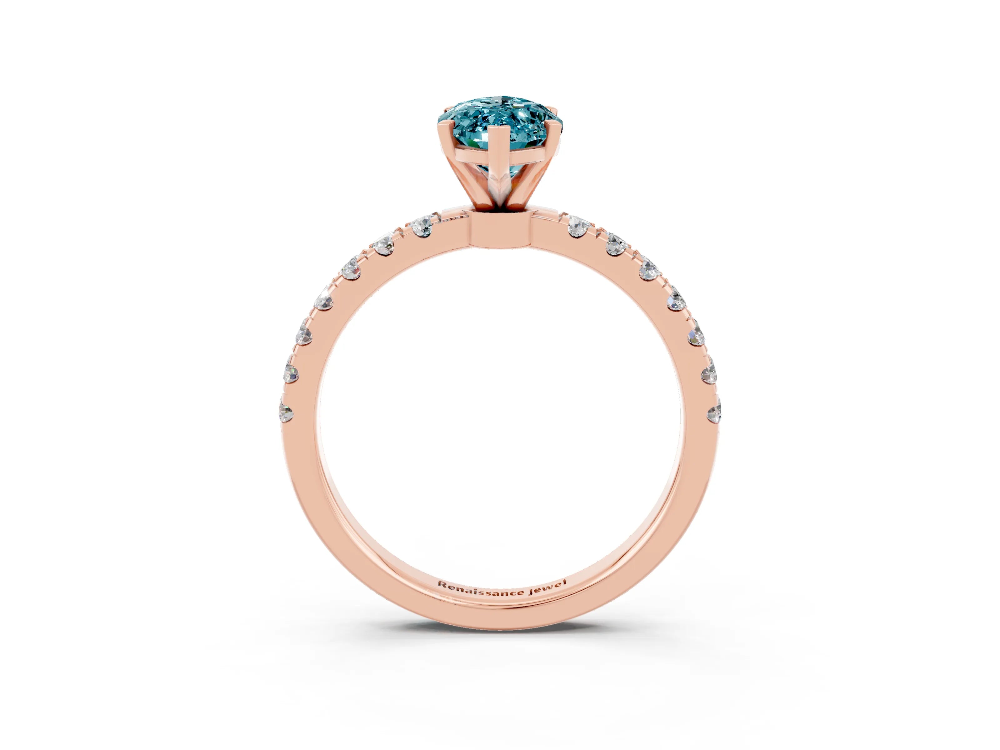 Rose gold Marquise Cut Blue Topaz Solitaire Ring with Pavé Accents and Four-Prong Setting_3