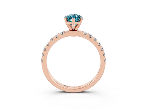 Rose gold Marquise Cut Blue Topaz Solitaire Ring with Pavé Accents and Four-Prong Setting_3
