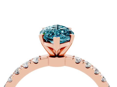 Rose gold Marquise Cut Blue Topaz Solitaire Ring with Pavé Accents and Four-Prong Setting_4