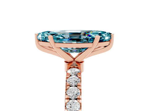 Rose gold Marquise Cut Blue Topaz Solitaire Ring with Pavé Accents and Four-Prong Setting_5