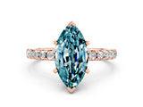 Rose gold Marquise Cut Blue Topaz Solitaire Ring with Pavé Band and Four-Prong Setting_36