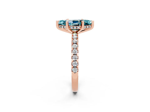 Rose gold Marquise Cut Blue Topaz Solitaire Ring with Pavé Band and Four-Prong Setting_38