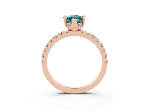 Rose gold Marquise Cut Blue Topaz Solitaire Ring with Pavé Band and Four-Prong Setting_39