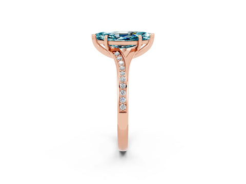 Rose gold Marquise Cut Blue Topaz Solitaire Ring with Pavé Band and Prong Setting_14