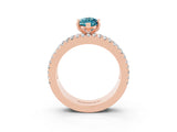 Rose gold Marquise Cut Blue Topaz Solitaire Ring with Pavé and Channel Set Band_3