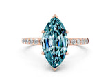 Rose gold Marquise Cut Blue Topaz Solitaire Ring with Pave Band and Four Prong Setting_24