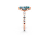 Rose gold Marquise Cut Blue Topaz Solitaire Ring with Pave Band and Four Prong Setting_26
