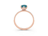 Rose gold Marquise Cut Blue Topaz Solitaire Ring with Pave Band and Four Prong Setting_27