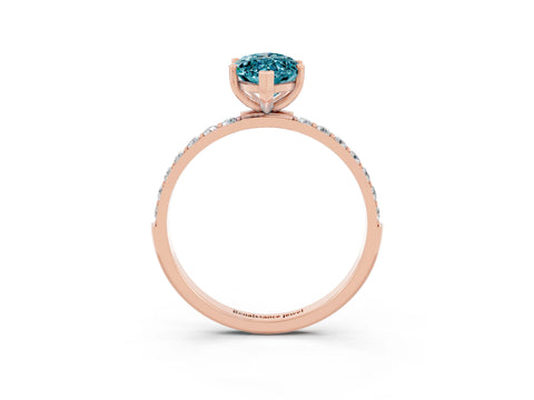 Rose gold Marquise Cut Blue Topaz Solitaire Ring with Pave Band and Four Prong Setting_27