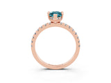 Rose gold Marquise Cut Blue Topaz Solitaire Ring with Round  Pavé Band and Four-Prong Setting_47
