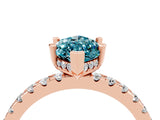 Rose gold Marquise Cut Blue Topaz Solitaire Ring with Round  Pavé Band and Four-Prong Setting_48