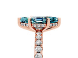 Rose gold Marquise Cut Blue Topaz Solitaire Ring with Round  Pavé Band and Four-Prong Setting_49