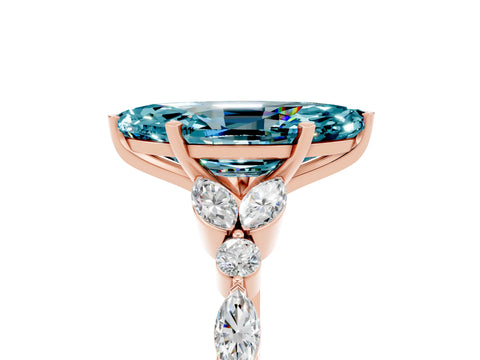 Rose gold Marquise Cut Blue Topaz Solitaire Ring with Side Stones and Four-Prong Setting_17