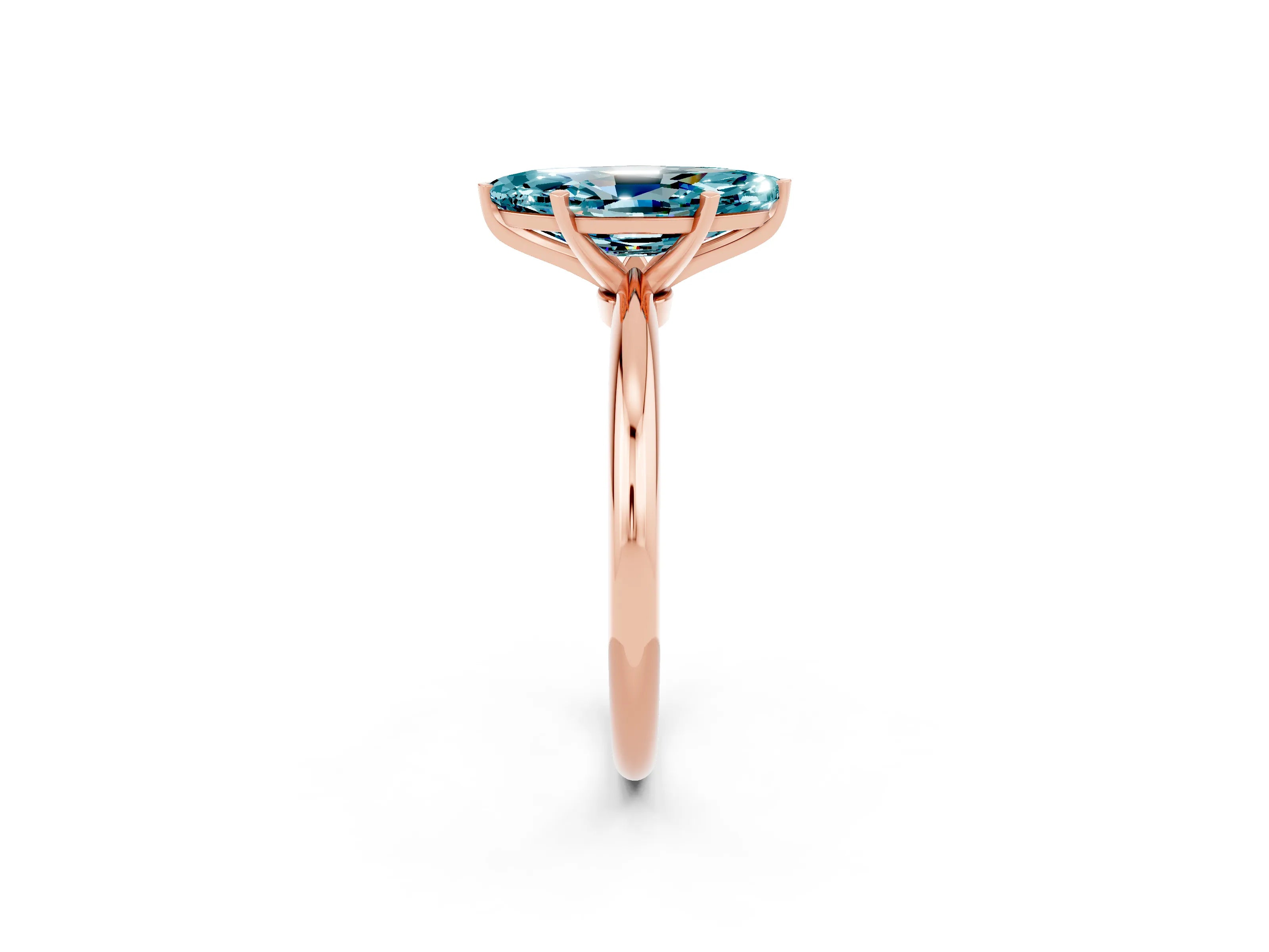 Rose gold Marquise Cut Blue Topaz Solitaire Ring with Six-Prong Setting and Classic Band_2