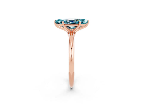 Rose gold Marquise Cut Blue Topaz Solitaire Ring with Six-Prong Setting and Classic Band_2