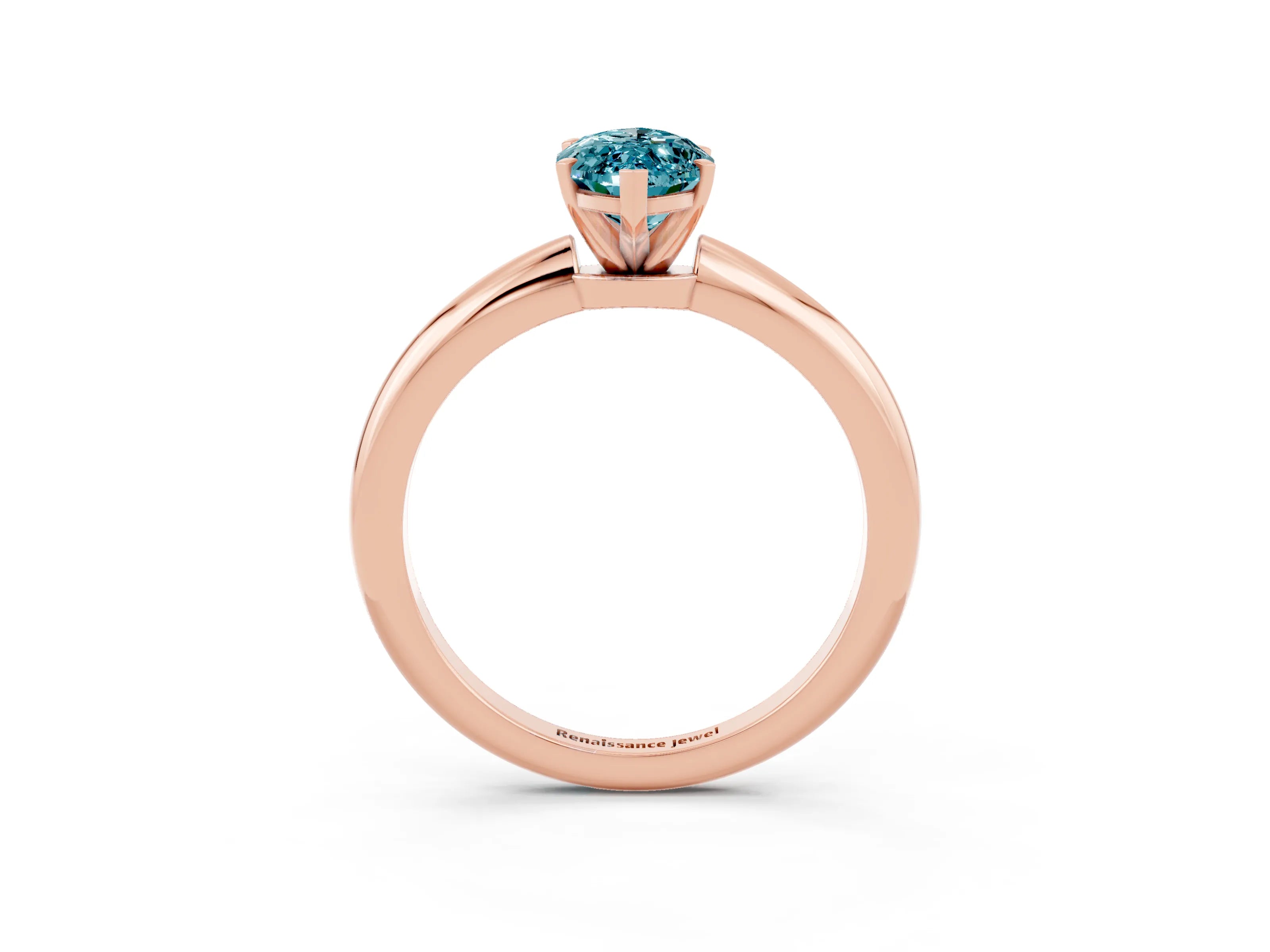 Rose gold Marquise Cut Blue Topaz Solitaire Ring with Six-Prong Setting and Classic Band_3