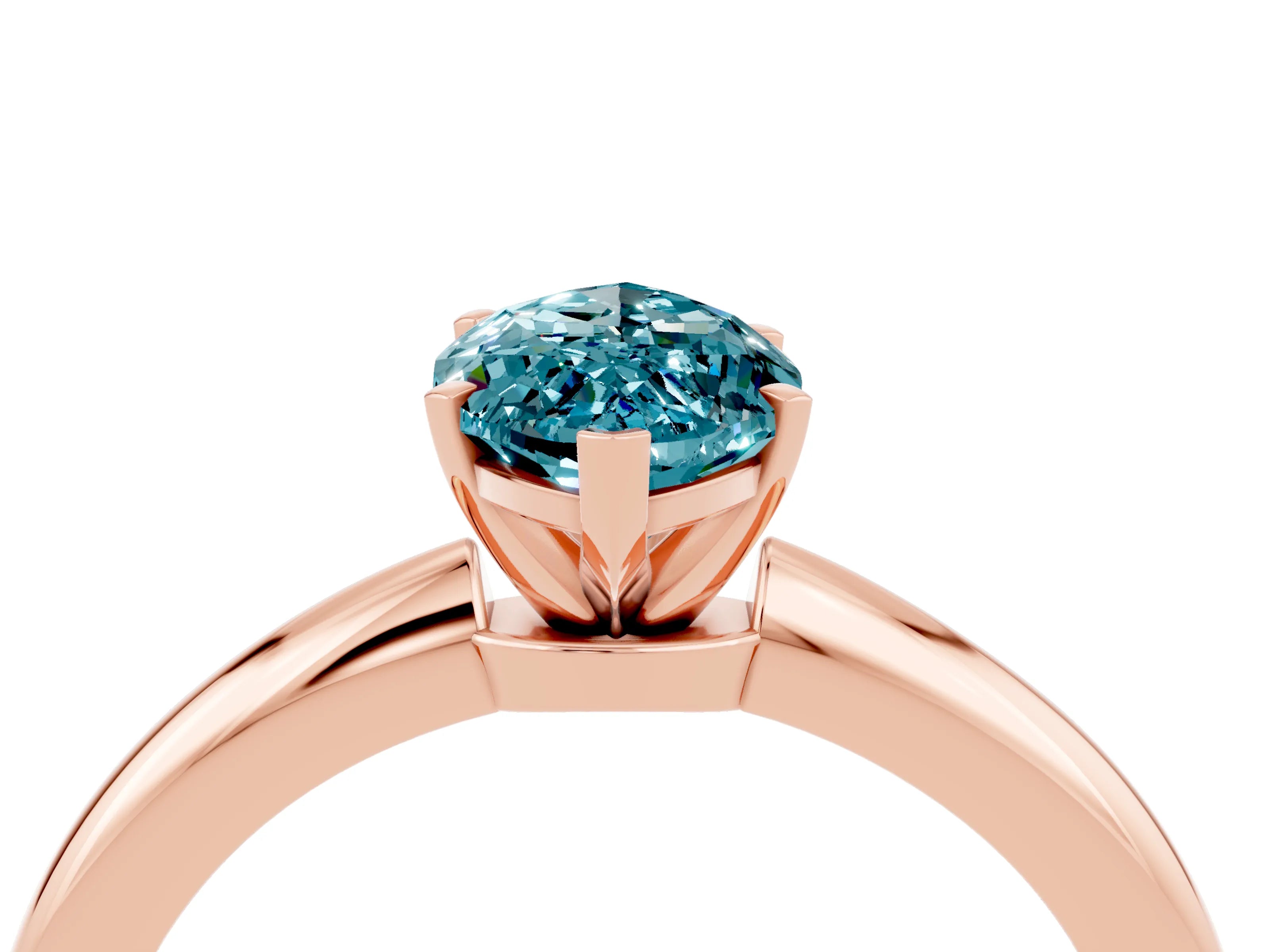 Rose gold Marquise Cut Blue Topaz Solitaire Ring with Six-Prong Setting and Classic Band_4