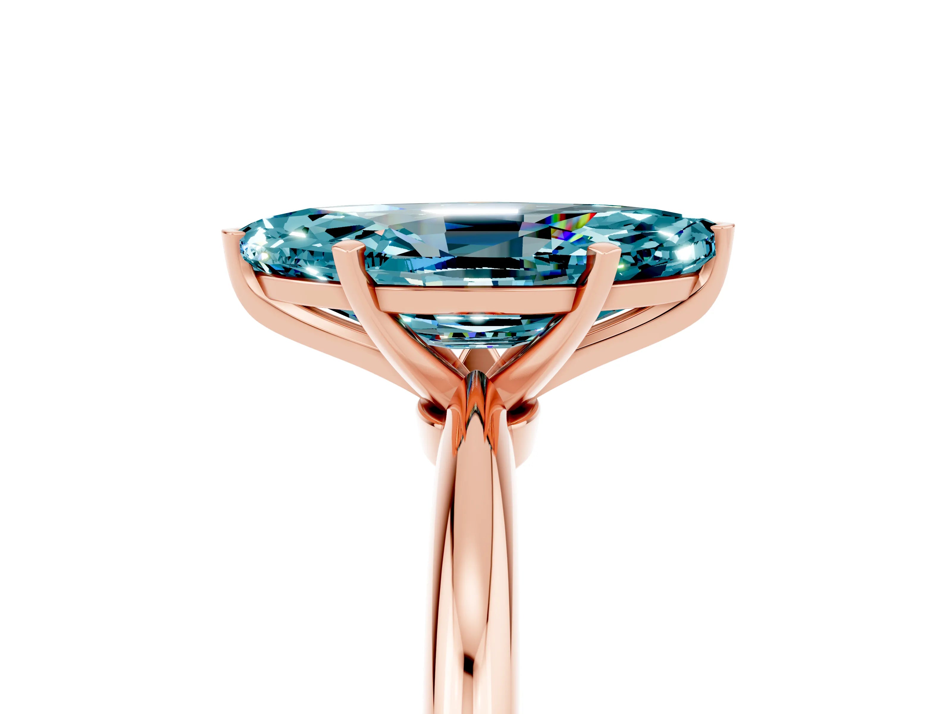 Rose gold Marquise Cut Blue Topaz Solitaire Ring with Six-Prong Setting and Classic Band_5