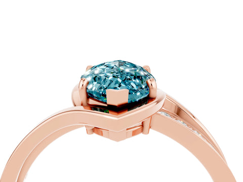 Rose gold Marquise Cut Blue Topaz Solitaire Ring with Split Shank and Prong Setting_4