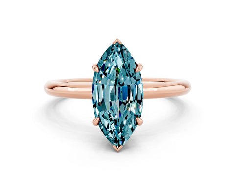 Rose gold Marquise Cut Blue Topaz Solitaire Ring with Thin Band and Four-Prong Setting_12
