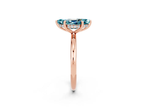 Rose gold Marquise Cut Blue Topaz Solitaire Ring with Thin Band and Four-Prong Setting_14