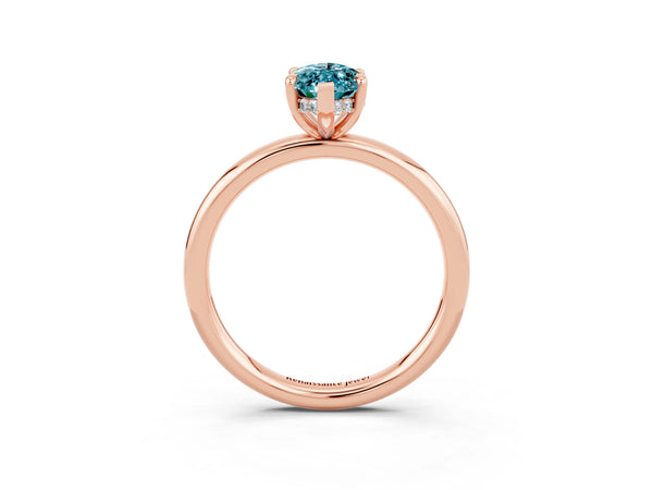 Rose gold Marquise Cut Blue Topaz Solitaire Ring with Thin Band and Four-Prong Setting