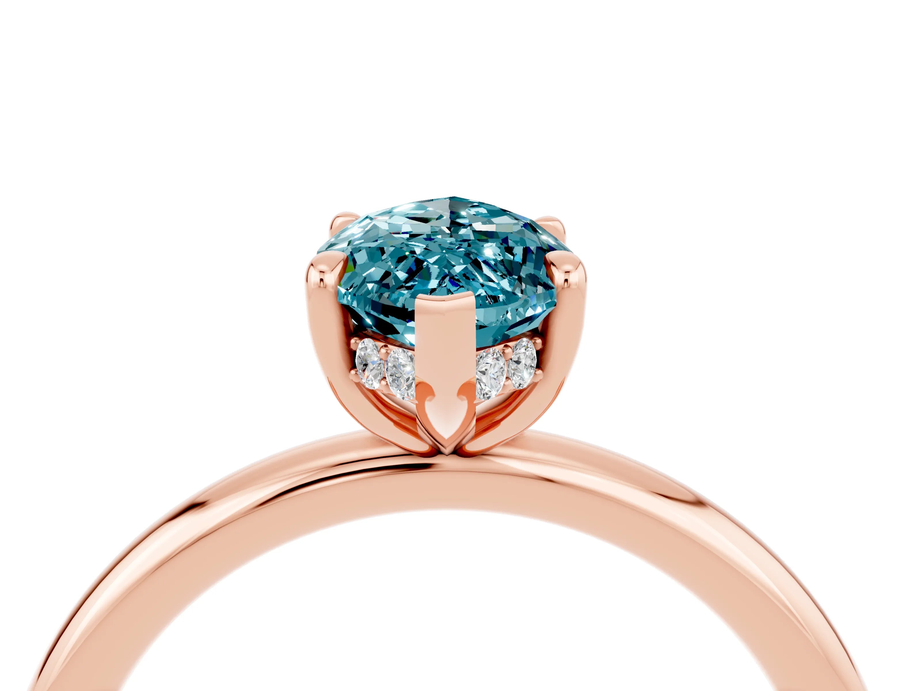Rose gold Marquise Cut Blue Topaz Solitaire Ring with Thin Band and Four-Prong Setting_16