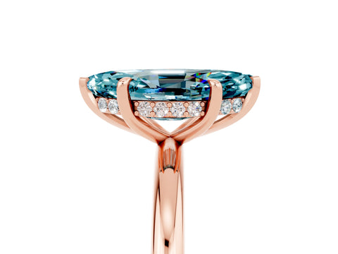 Rose gold Marquise Cut Blue Topaz Solitaire Ring with Thin Band and Four-Prong Setting_17