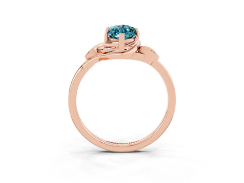 Rose gold Marquise Cut Blue Topaz Solitaire Ring with Twist Band and Four-Prong Setting_27