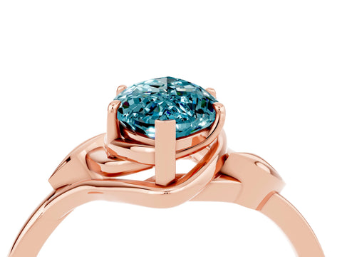 Rose gold Marquise Cut Blue Topaz Solitaire Ring with Twist Band and Four-Prong Setting_28