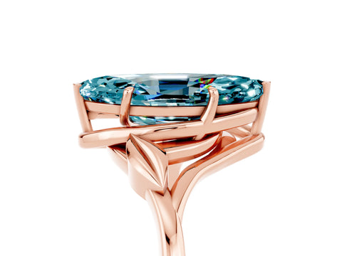 Rose gold Marquise Cut Blue Topaz Solitaire Ring with Twist Band and Four-Prong Setting_29