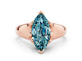 Rose gold Marquise Cut Blue Topaz Solitaire Ring with Wide Band and Prong Setting