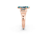 Rose gold Marquise Cut Blue Topaz Solitaire Ring with Wide Band and Prong Setting_2