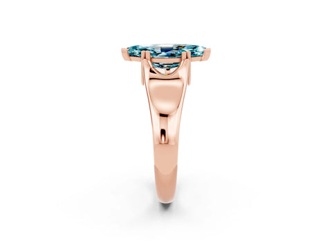 Rose gold Marquise Cut Blue Topaz Solitaire Ring with Wide Band and Prong Setting_2