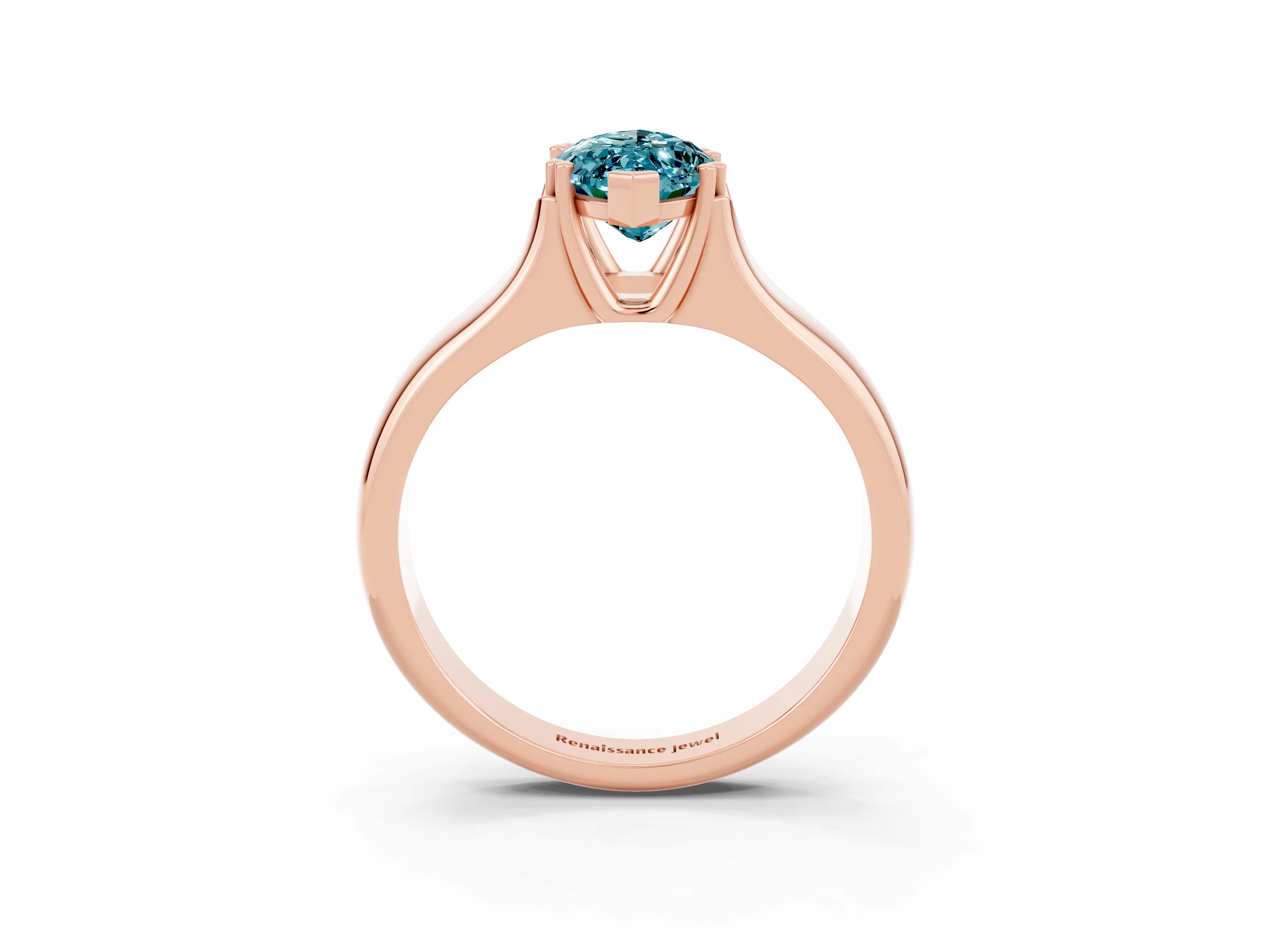 Rose gold Marquise Cut Blue Topaz Solitaire Ring with Wide Band and Prong Setting_3
